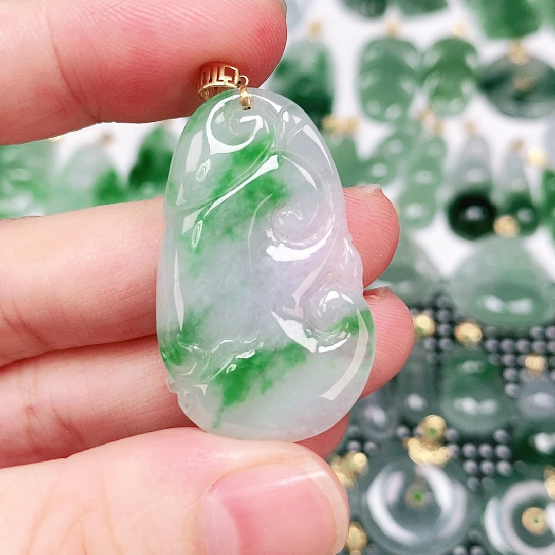 翡翠吊坠(不含链)18K金镶嵌