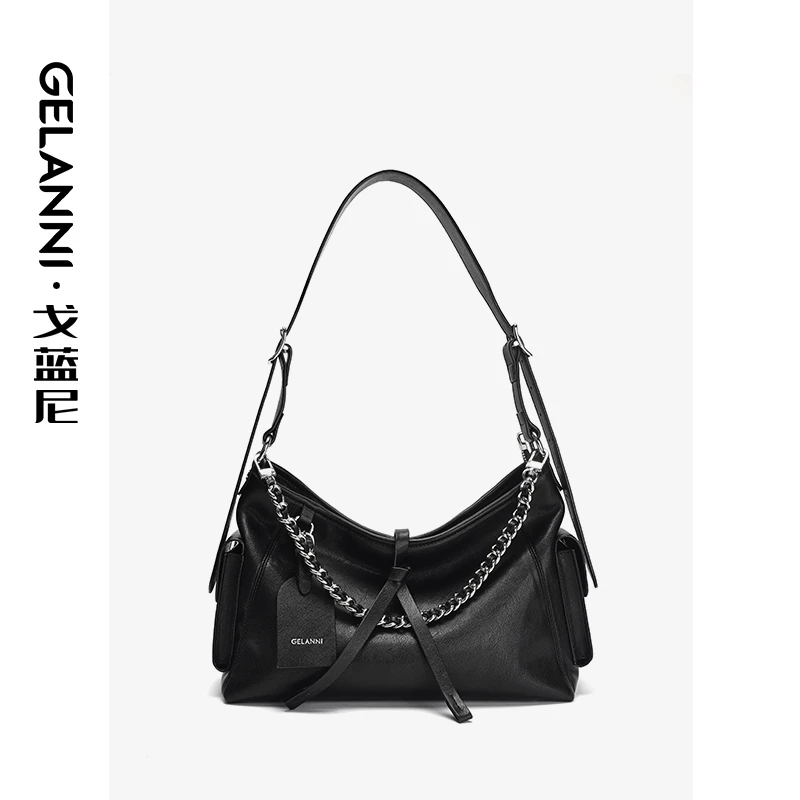 GELANNI限定复古机车包黑色潮酷百搭