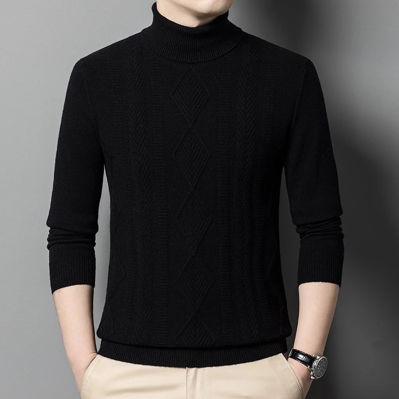 热销鄂尔多斯市产新款羊毛衫男冬季加厚高档次男装高领打底衫毛衣