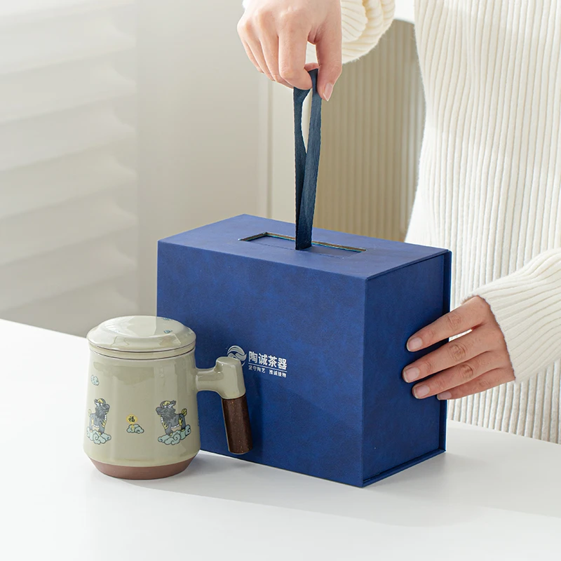 聚盛源陶瓷泡茶带盖过滤茶水分离个人专用办公室马克杯礼盒定制