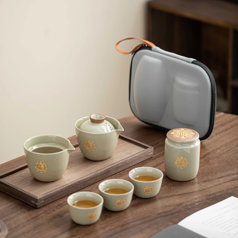 聚盛源旅行茶具快客杯户外泡茶壶茶杯2024新款户外露营喝茶装备