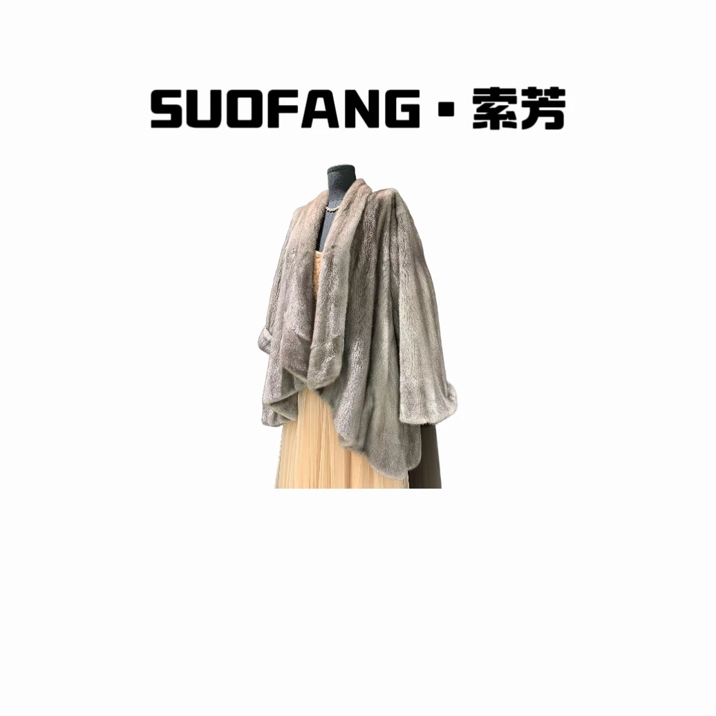 冬季新款 vintage风格毛巾领全抽刀水貂大衣