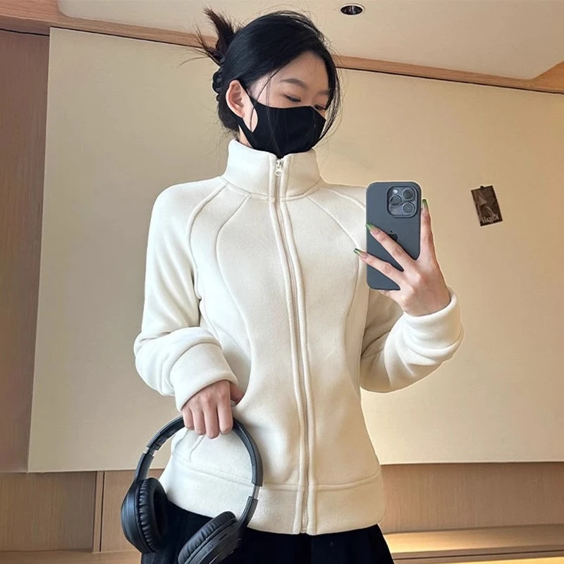 摇粒绒卫衣外套女2025新款秋冬季保暖抓绒衣冲锋衣内胆修身奥粒绒