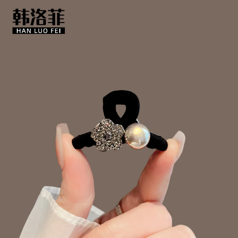 高级感轻奢植绒珍珠刘海抓夹小号公主头发量少半扎发发夹2025新款