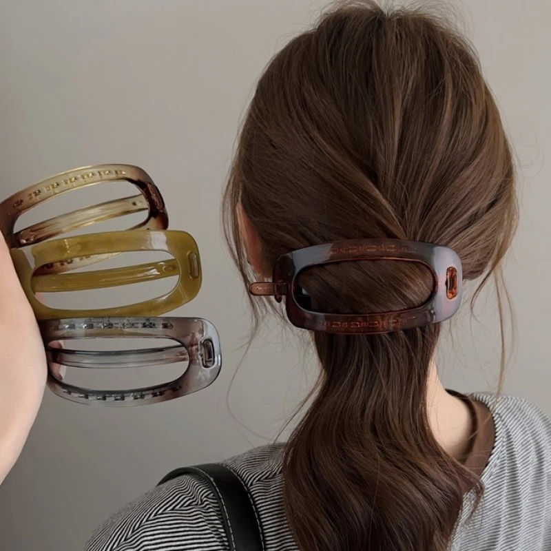 简约气质亚克力发夹女后脑勺高级感一字扭扭夹子大号盘发量多头饰