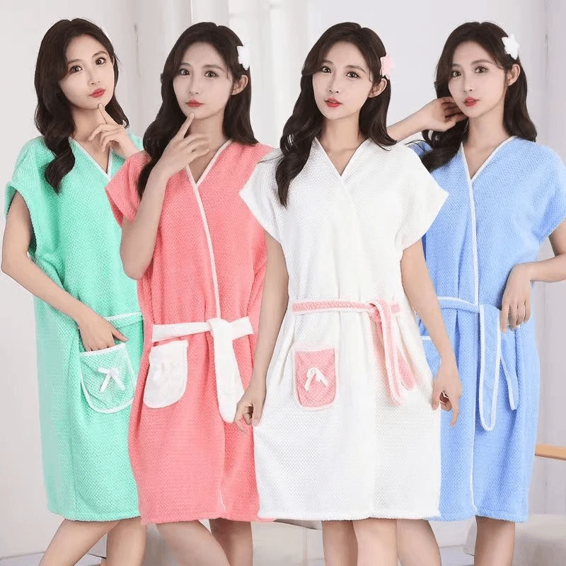 可穿式浴袍可爱浴巾成人家用长款速干吸水大码连帽学生洗澡游泳