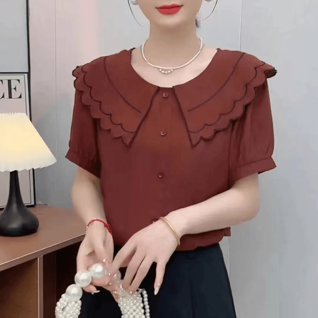 2024夏季新品时尚打底衫百搭显瘦圆领短袖T恤设计感女士上衣7474