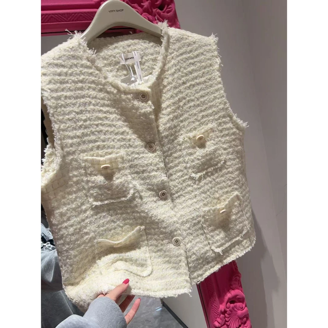 【YFONI】小香风~定制扣编织马甲