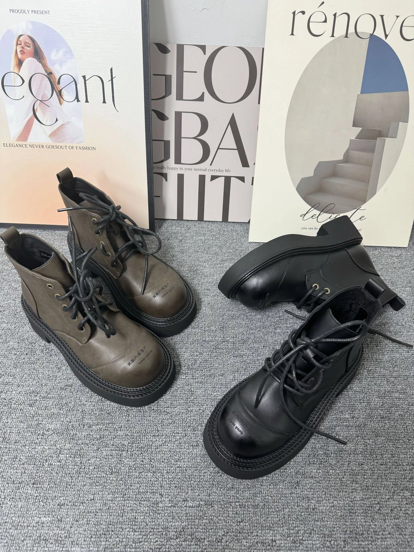 【JOEY】冬季新品百搭复古厚底马丁靴保暖女时尚潮流潮靴 3173