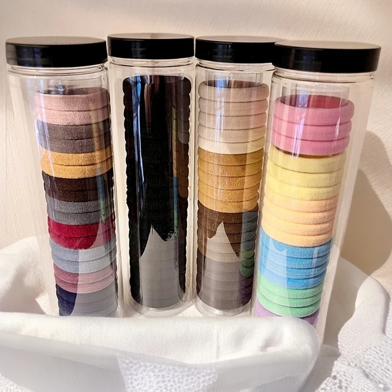 两罐装女生扎头发头绳高弹力耐用发绳黑色发圈皮套橡皮筋跨境专供