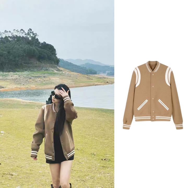 【英伦留学生服】女生外套秋款2024新款磨毛小个子韩版夹克棒球服