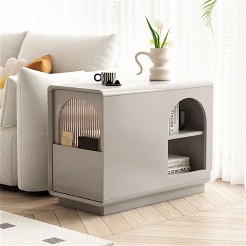 霖越实木奶油风沙发侧边几角几两用简约家用小茶几茶台收纳置物柜