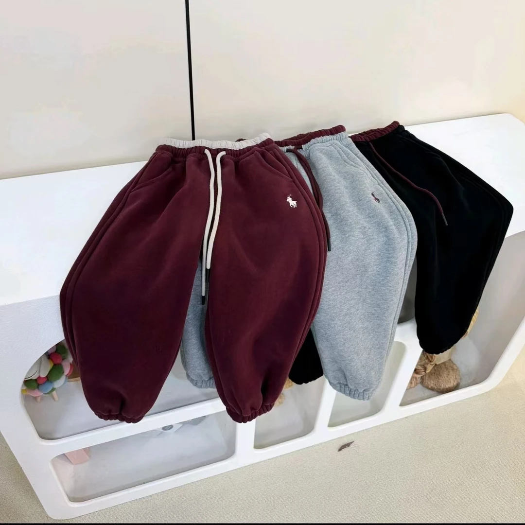 冬季仿兔绒羊羔绒儿童男女童卫裤宽松百搭加绒加厚保暖运动裤2