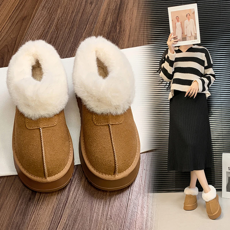 【现货速发】厚底爆款雪地靴女防水防滑保暖棉鞋冬季加绒加厚面包鞋