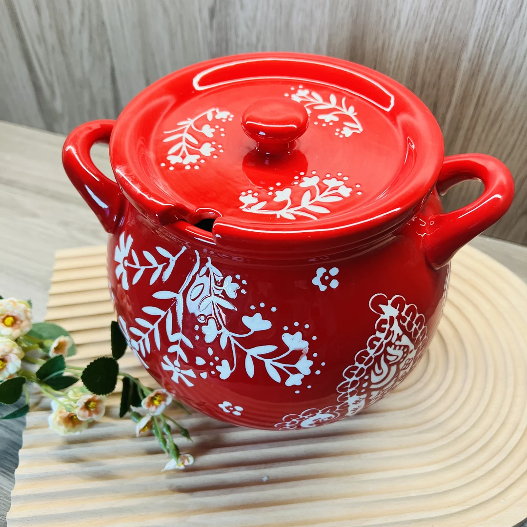 【兮房】月影花猪油罐家用陶瓷带盖大容量耐高温釉下彩高档高颜值