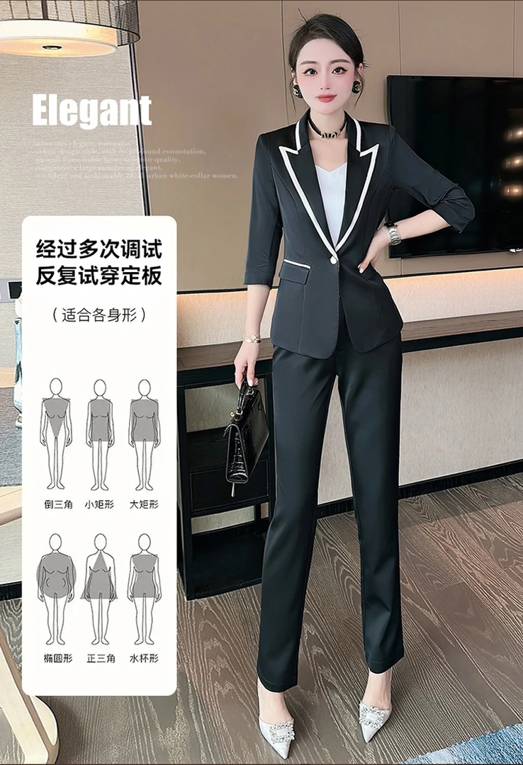 【179一套】春夏新款高端气质名媛休闲职业时尚西服正装西装两件套