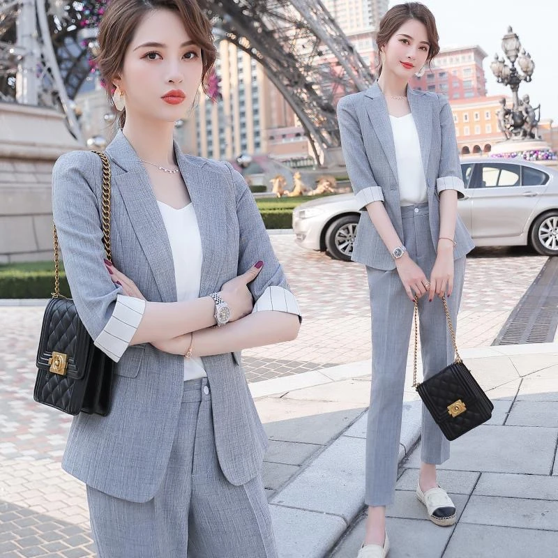 西装外套女夏季新款韩版时尚职业正装气质西服洋气小个子显瘦中袖