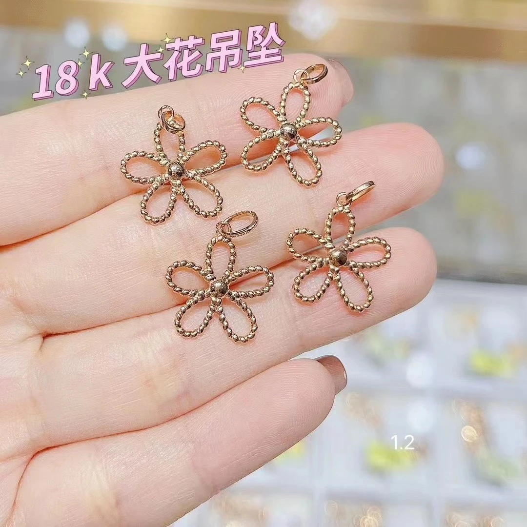 [熙禾珠宝]正品18K金玫瑰金吊坠/格桑花/单吊坠/时尚百搭/