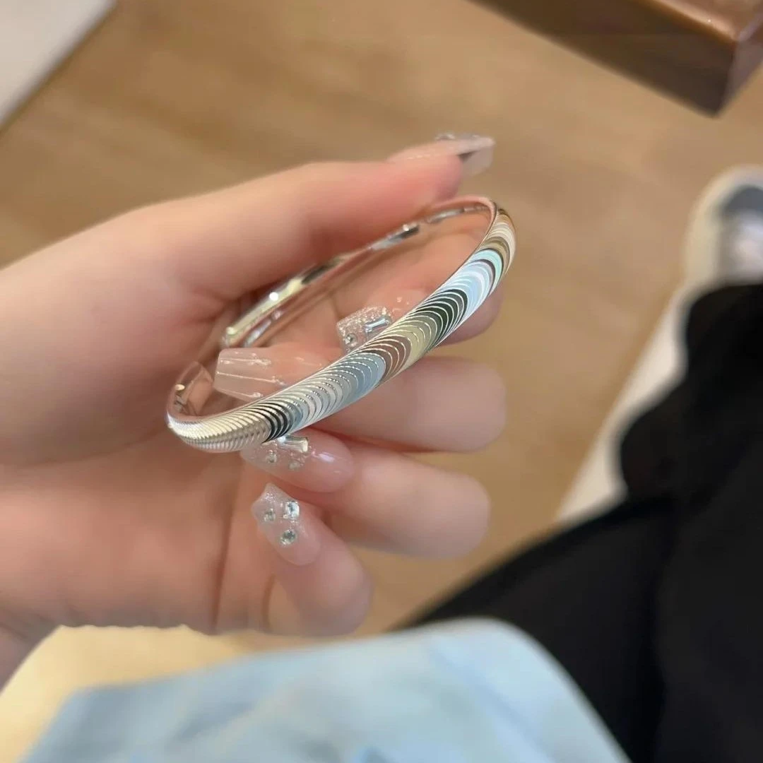 足银手镯 足银999.9猫眼实心闭口手镯【L58】