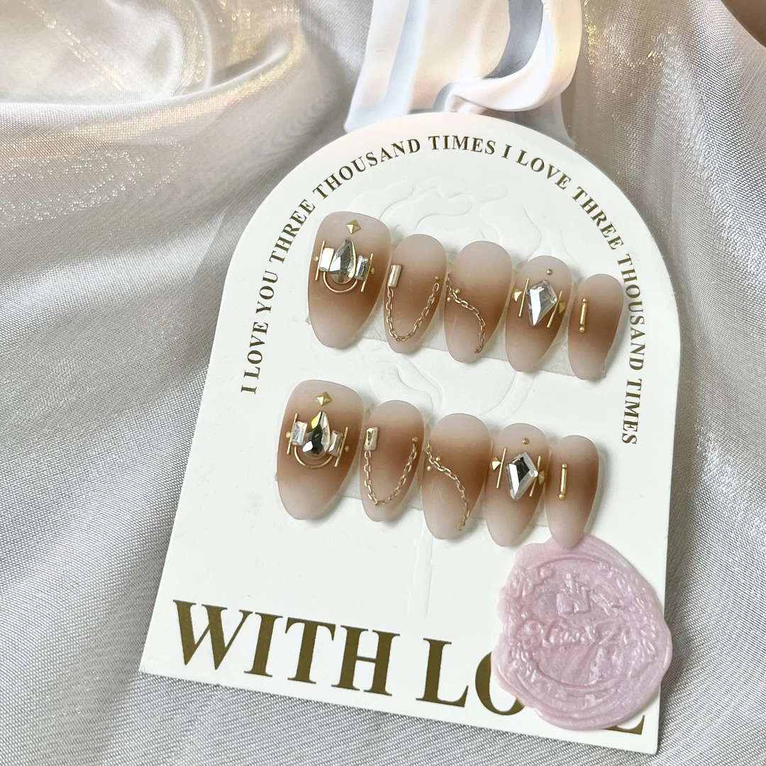 Crushnails孤品【金色繁亭】纯手工定制美甲磨砂腮红晕染穿戴甲