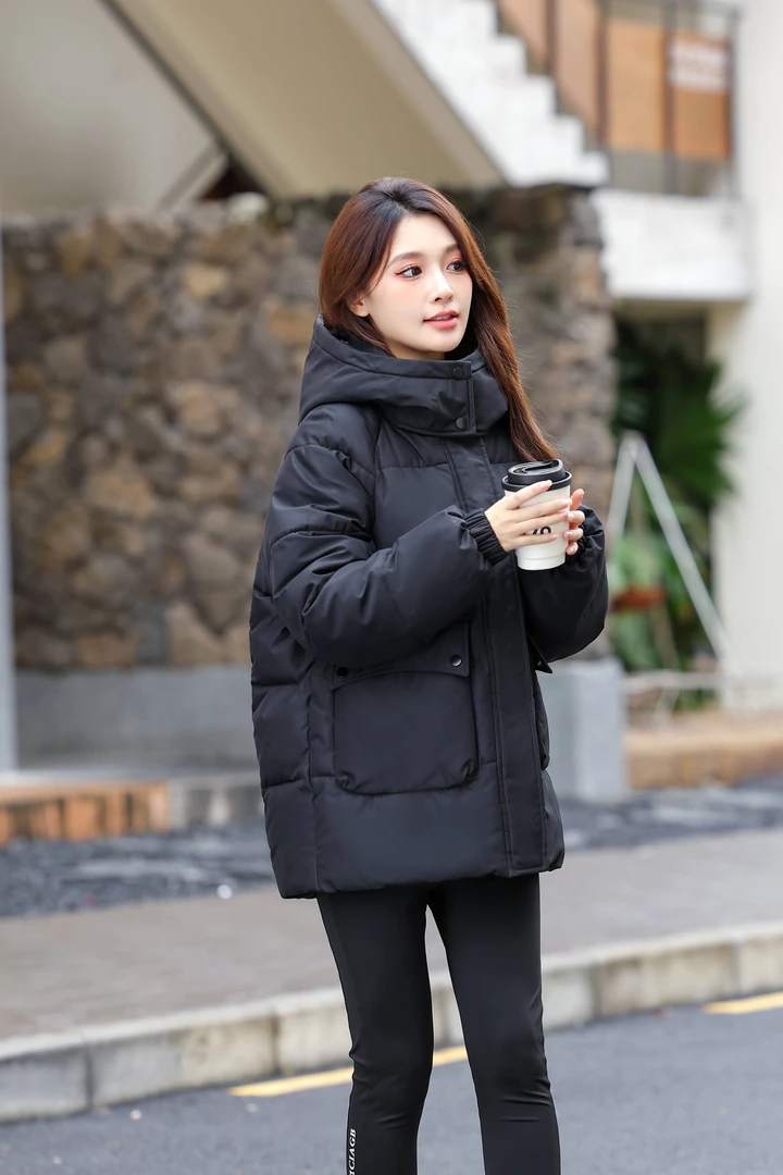 2024年新款冬季棉服外套短款大口袋连帽加厚保暖宽松韩版休闲百搭