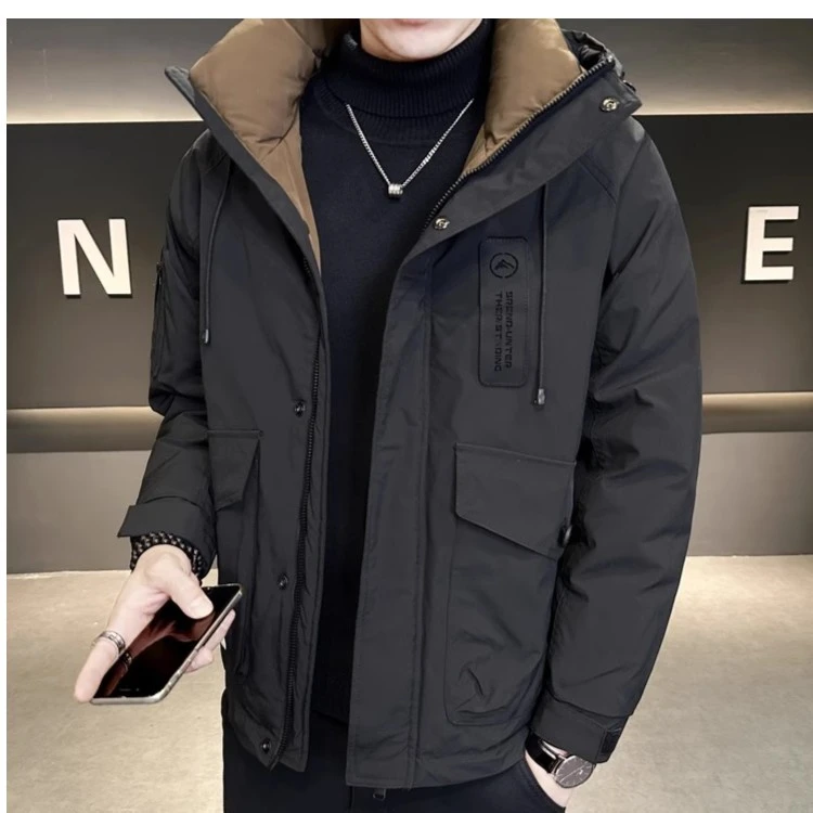 反季捡漏连帽羽绒服男冬季白鸭绒保暖宽松加厚户外冲锋衣外套潮