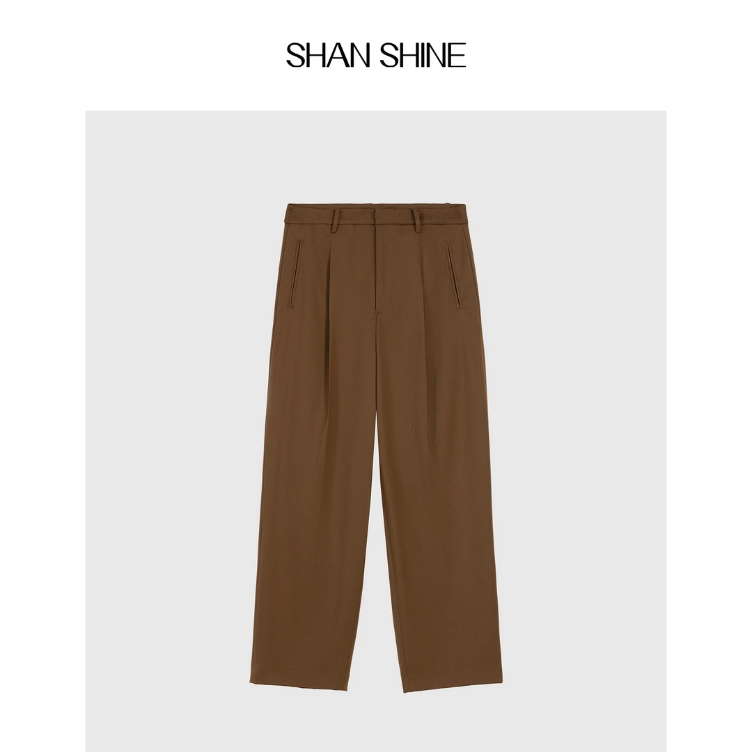 MOOI MONO＂秋意＂显瘦捏褶气质拖地松紧腰阔腿裤通勤宽松 M39024