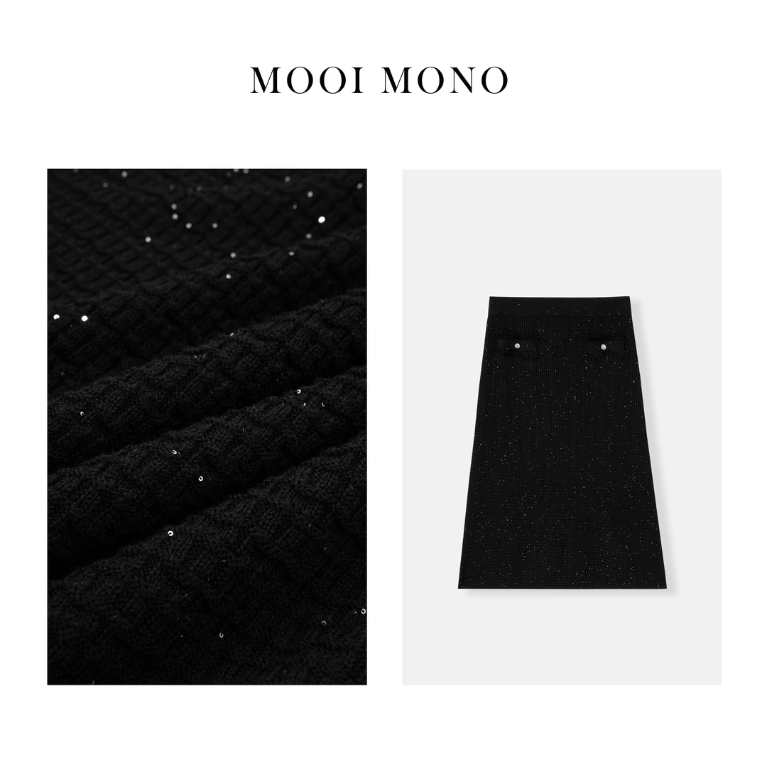 MOOI MONO＂梦意欢＂显瘦时尚小香珠片针织精致舒适半裙 S291D43