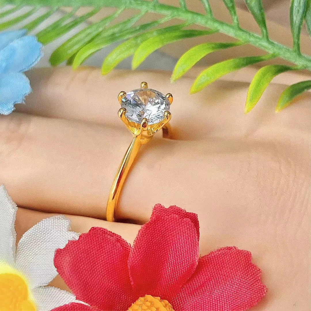 18 K金【专柜正品带鉴定证书】 6爪白宝石戒指【小情专属N】