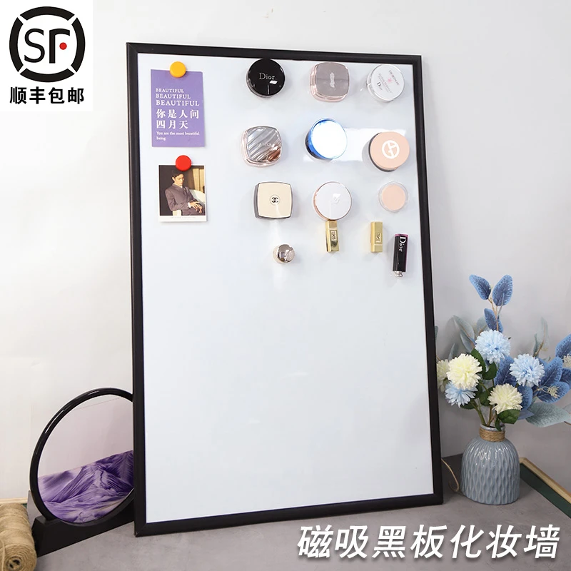 60*90黑色木框磁性黑板化妆品墙置物展示家用儿童画板挂式写字板