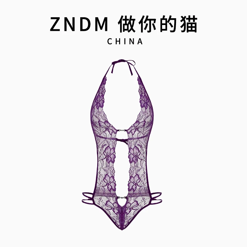 ZNDM 网红轻奢纯欲风性感时尚蕾丝连身衣气质美背少女高级感