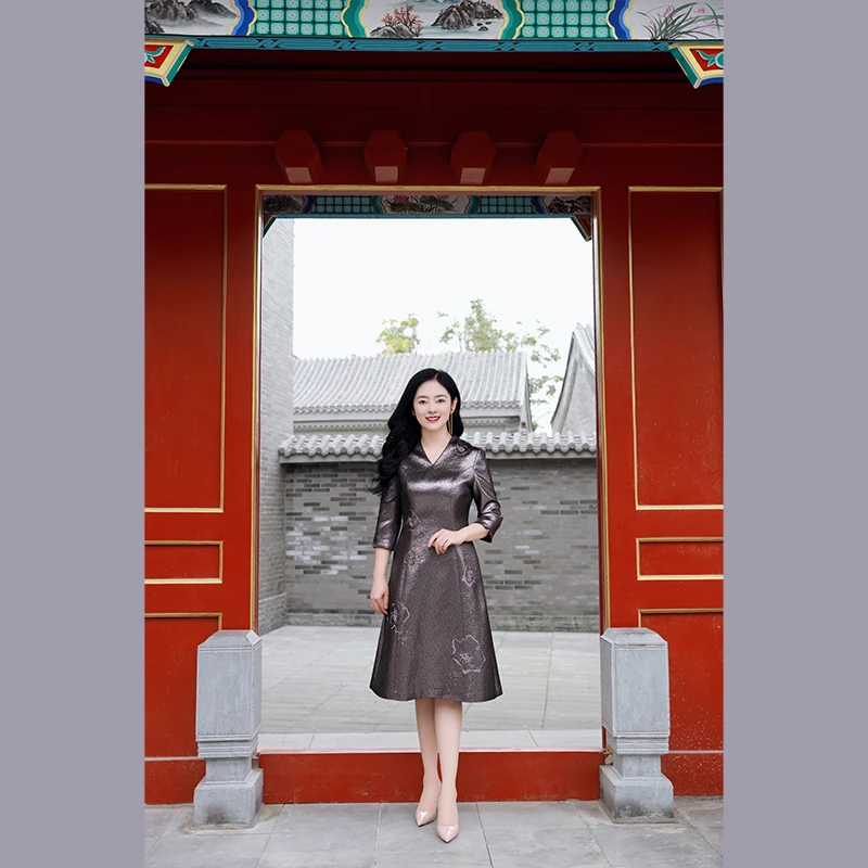 款号11009幻彩魅力粉连衣裙喜事场合欢聚妈妈高贵上档次女装高档