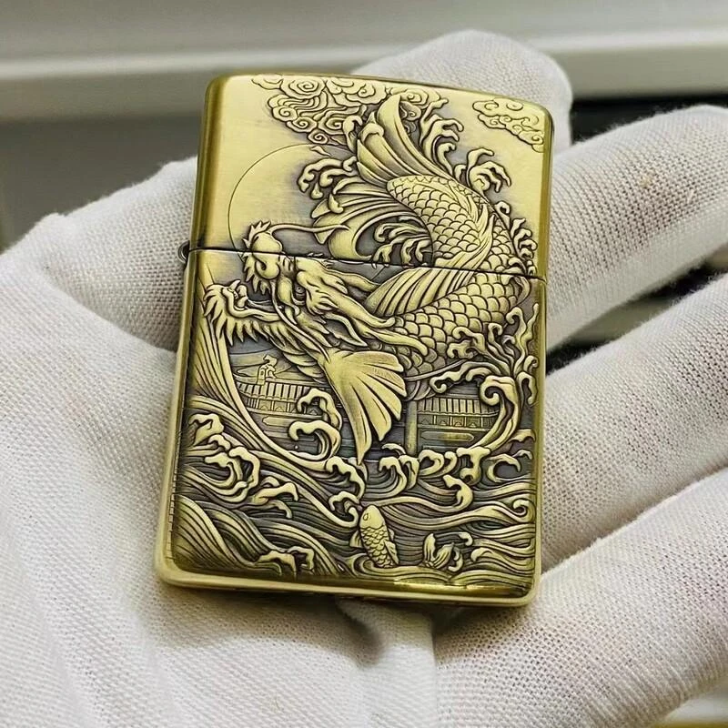 【鱼跃龙门】海王DIY作品—黄铜盔甲正品打火机送礼送男士