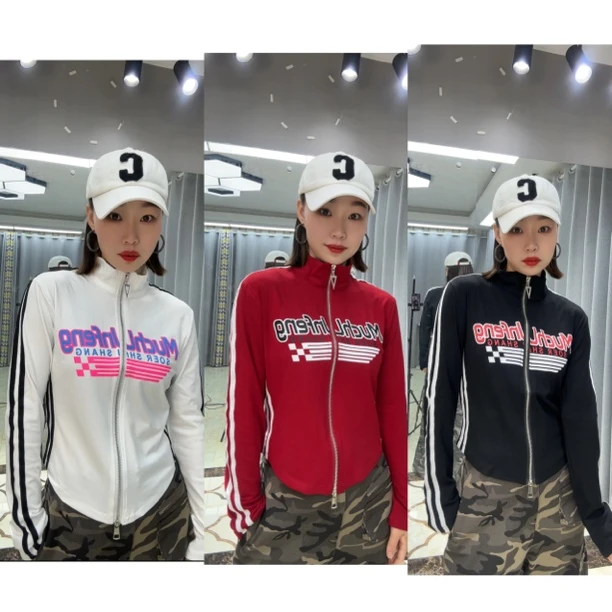 这款女长袖拉链收腰上衣开衫秋季3812