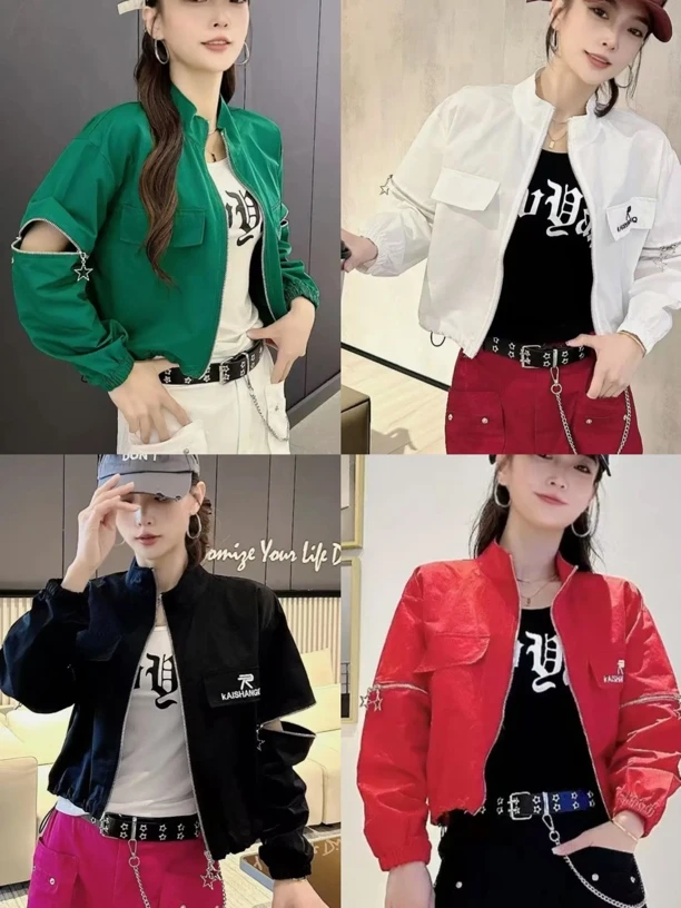 时尚拉链短外套防风防水夹克休闲上衣6007