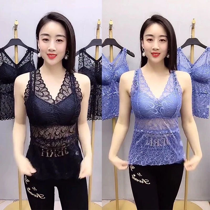 8196时尚百搭蕾丝凤性感背心女士外穿打底修身免穿显瘦美背背心