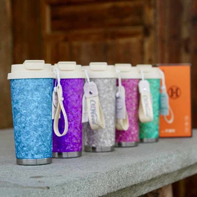 【原装正品】520ML纯钛大容量冰花咖啡杯保冷保温便携带吸管手提