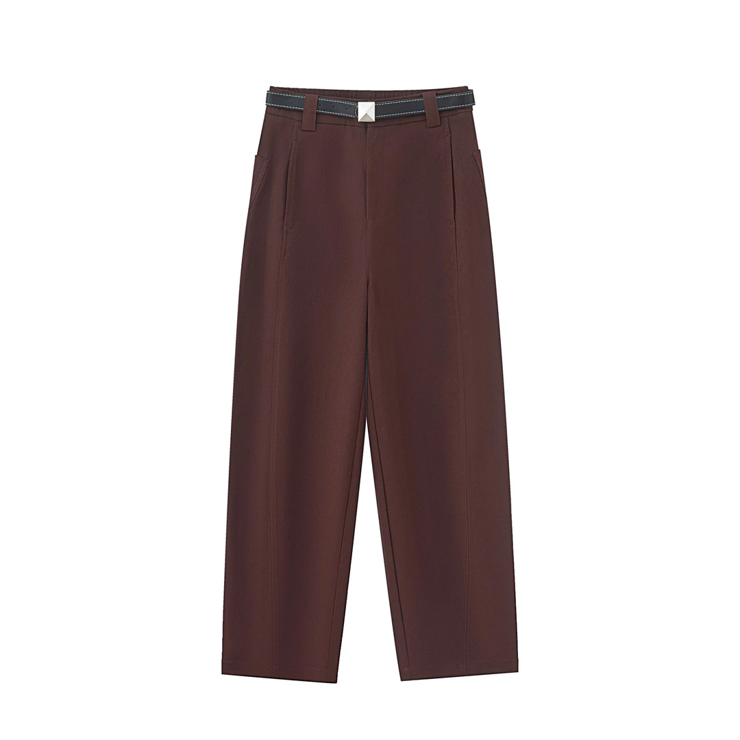 2024早秋新款高腰深裆宽松版女款显瘦抗皱休闲百搭时尚镰刀裤