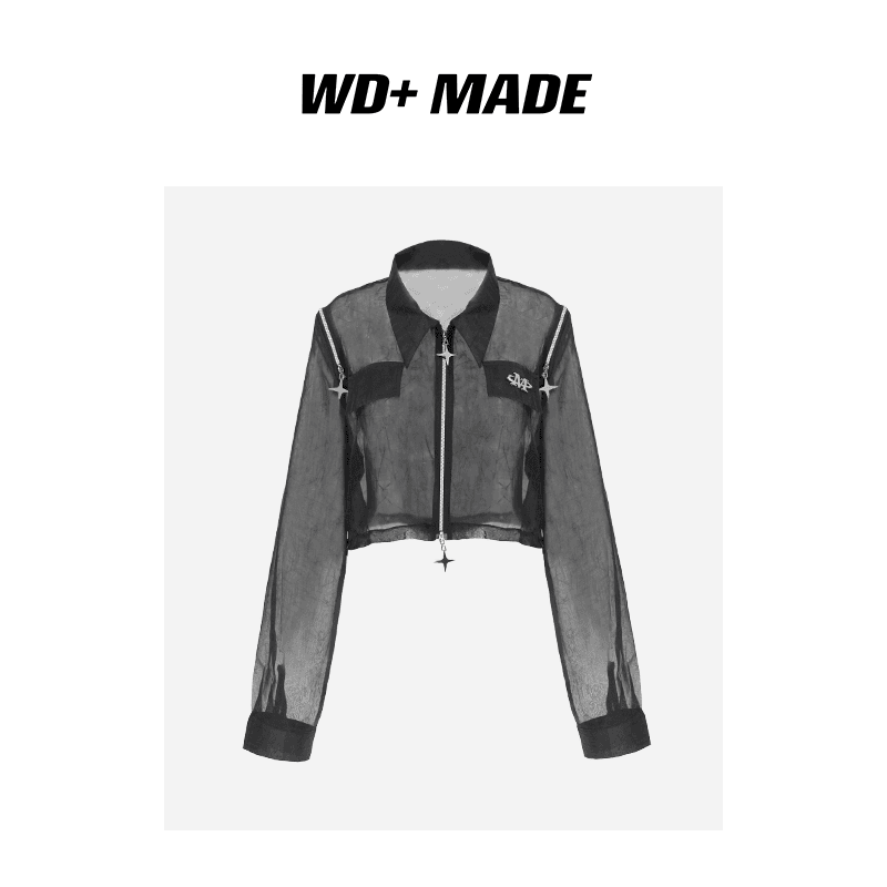 时尚显瘦短款防嗮气质短薄款纯色小众拉链抽褶设计感上衣外套