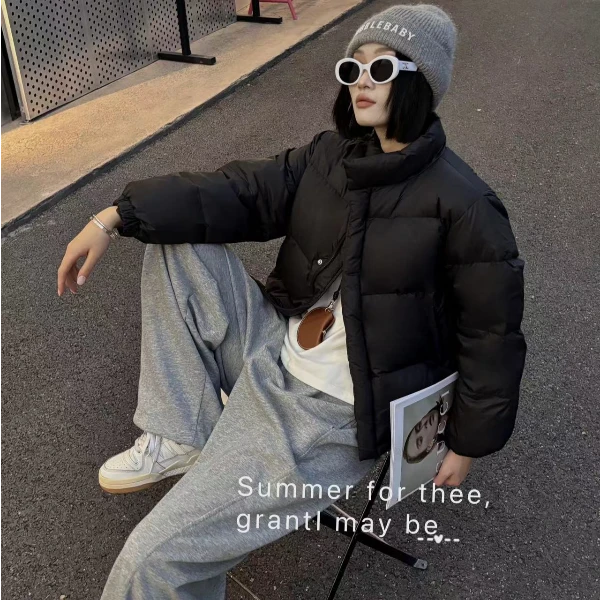 小个子羽绒服女短款2024韩版立领保暖百搭时尚冬季宽松加厚外套潮