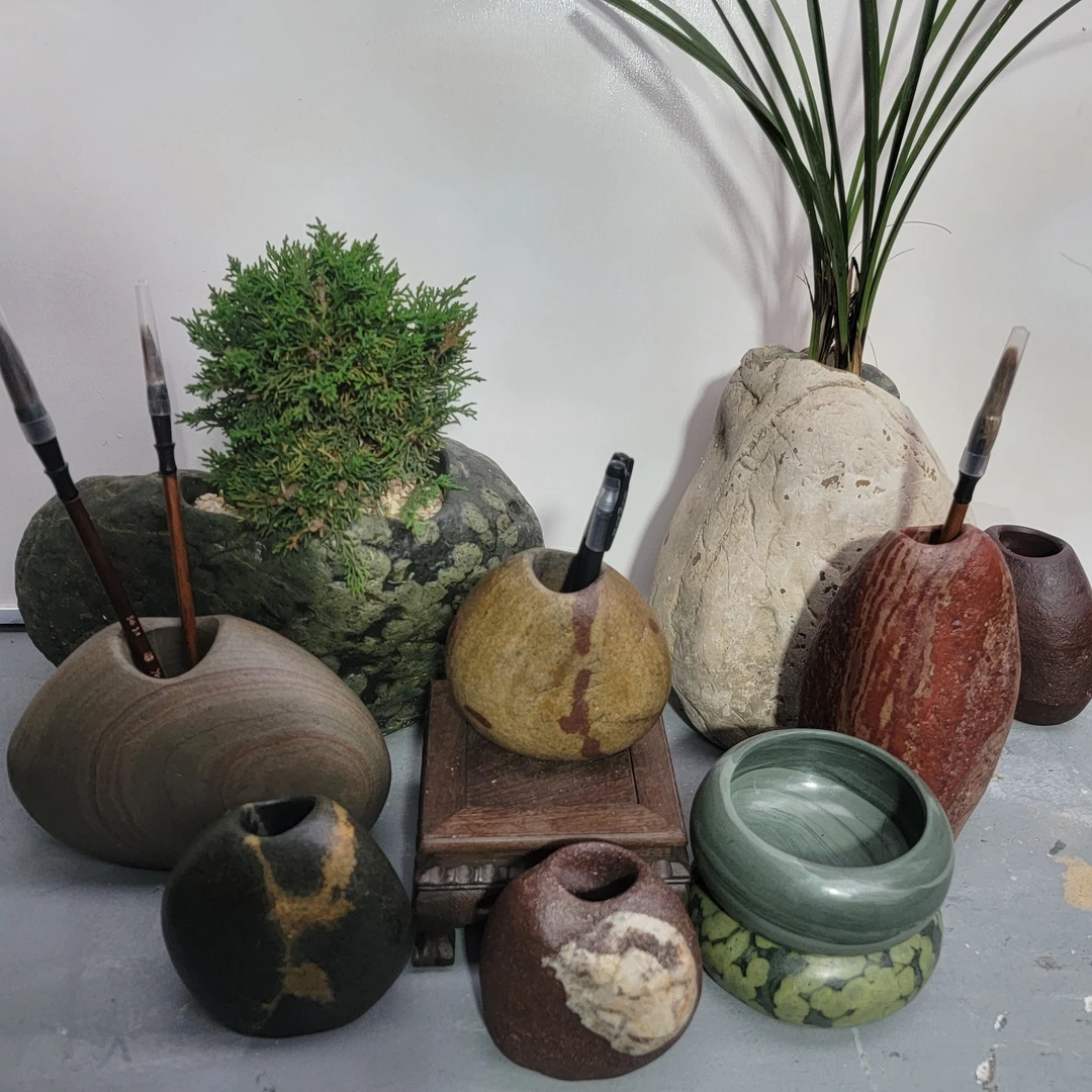 长江石器【花瓶，花盆，茶洗，笔洗，果盘，烟灰缸，茶道桶】