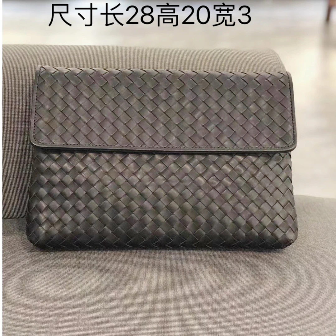 OLOEY男士时尚编织长款牛皮手包黑色休闲尺寸28高20宽3一17568