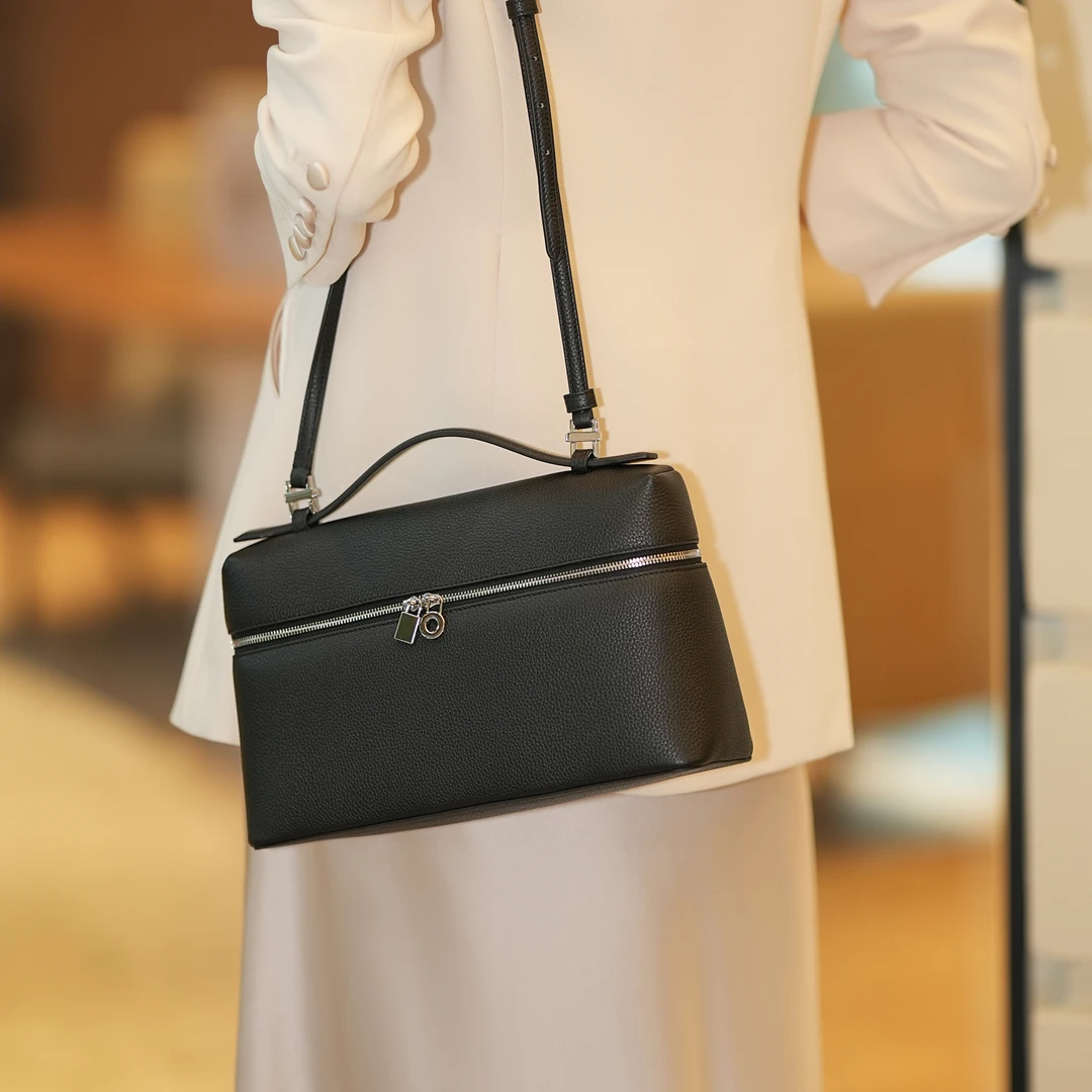 时尚潮流手提盒饭包高级感简约手提包双拉链单肩斜挎包女