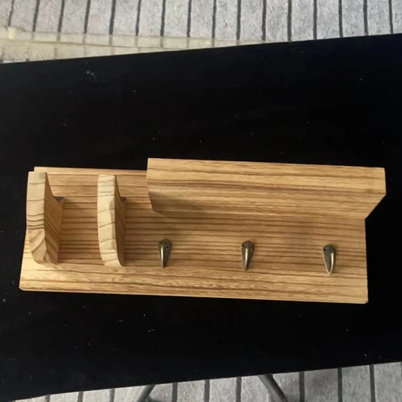 实木收纳架吉他架长方形收纳架复古客厅上墙壁挂式木质6205