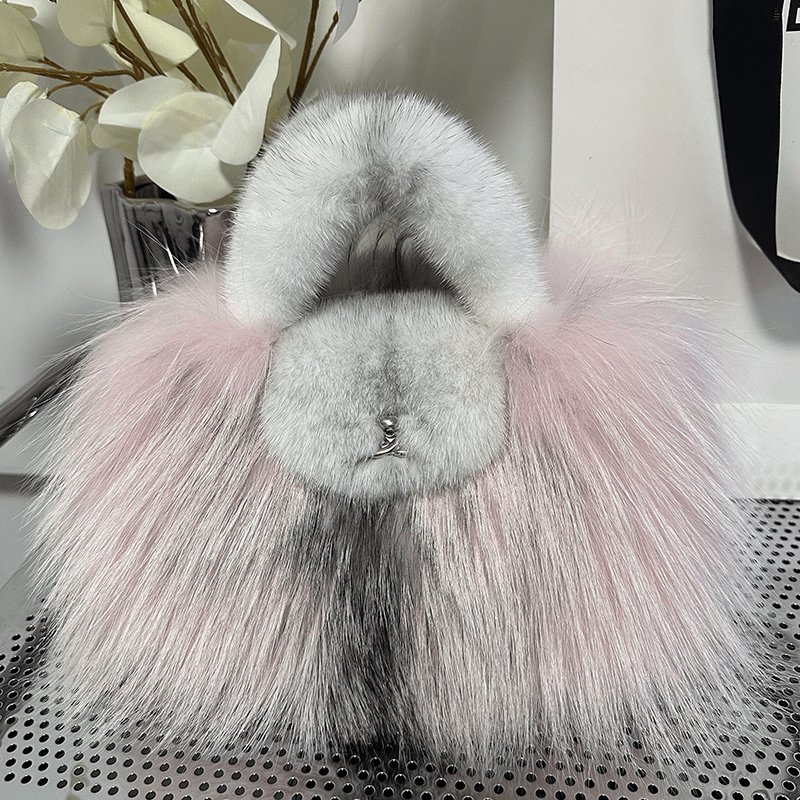 粉色大理石毛绒白色撞色设计款手拎包托特包大容量斜跨包女生礼物