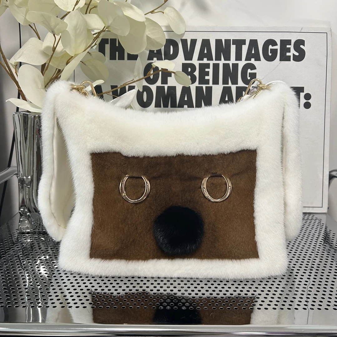 【白色狗狗软包】腋下毛绒包大容量包包女士百搭斜跨包单肩卡通包