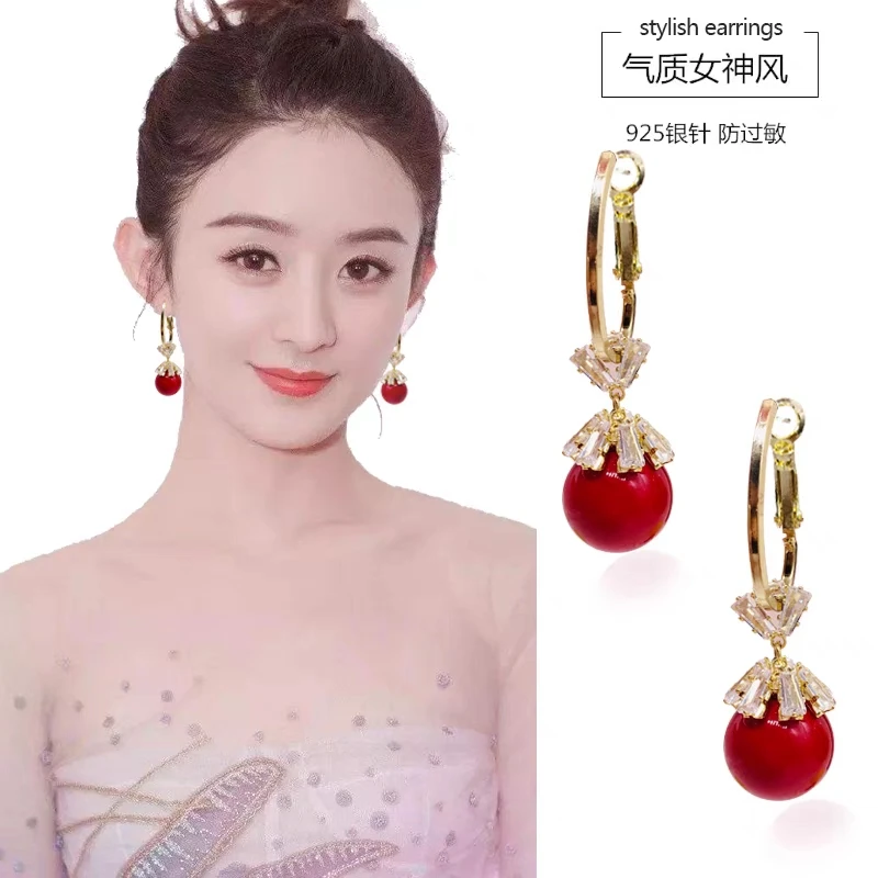 铜合金耳饰 925银针爆款小蛮腰仿珍珠耳环女时尚百搭耳饰轻奢简约