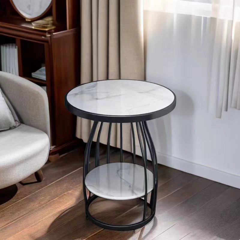 轻奢简约阳台现代茶几圆桌子客厅沙发边几大理石小桌角几可定制