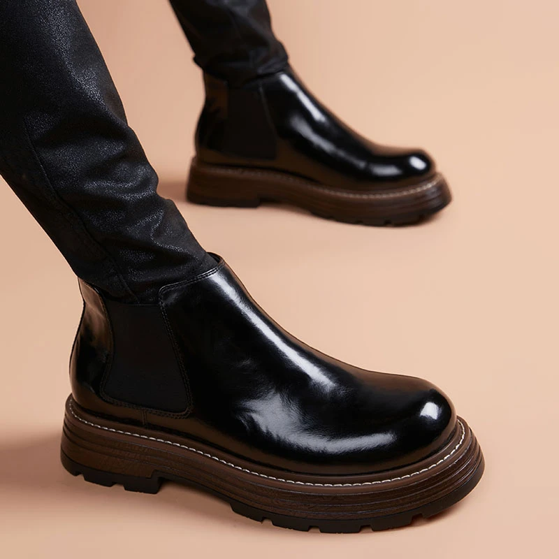 男款2025新款爆款男士皮靴英伦厚底商务增高潮流百搭休闲靴子