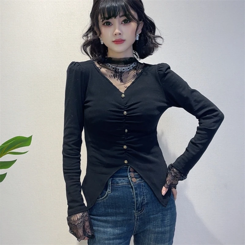 迪否秋冬加绒打底衫2025新款爆款时尚瘦身显瘦T恤上衣2094